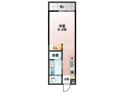 デ・クメール大橋(ワンルーム/3階)の間取り写真