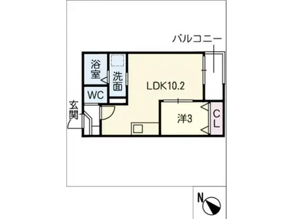 WARREN NAKASHIOTA VIIウォー(1LDK/1階)の間取り写真