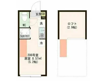 レジデンス・イン初台(ワンルーム/2階)の間取り写真