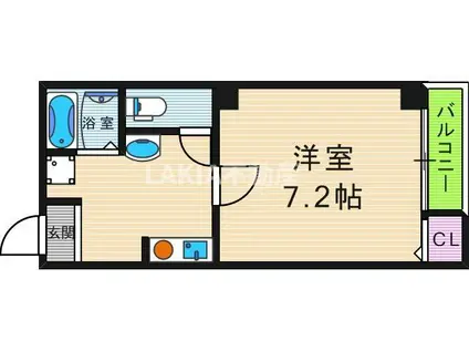 ライスフィールド上町台東(1K/3階)の間取り写真