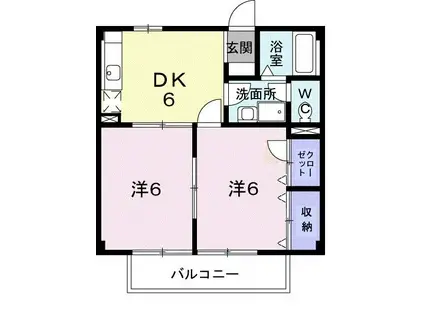 ファームヤード吉住(2DK/2階)の間取り写真