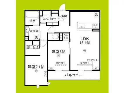 ロンジェヴィータ(2LDK/2階)の間取り写真