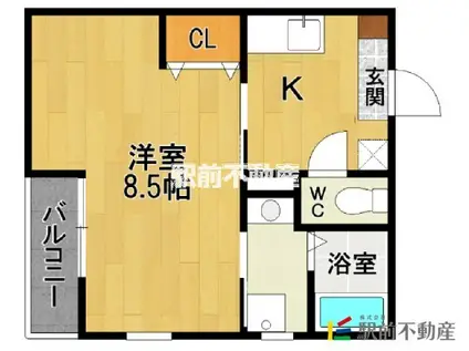 リブレア二日市中央B棟(1K/1階)の間取り写真