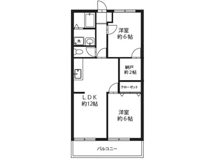 グリーンパーク田園1号(2LDK/2階)の間取り写真