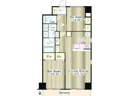 江戸川橋杉原ビルヂング(2LDK/8階)の間取り写真