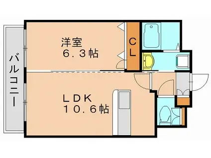 ル・プランタン博多(1LDK/5階)の間取り写真