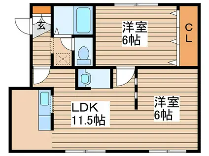 リブ197(2LDK/2階)の間取り写真