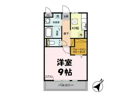 パークセントラル(1K/1階)の間取り写真