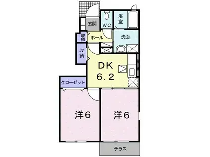 プリマヴェーラ葵 T(2DK/1階)の間取り写真