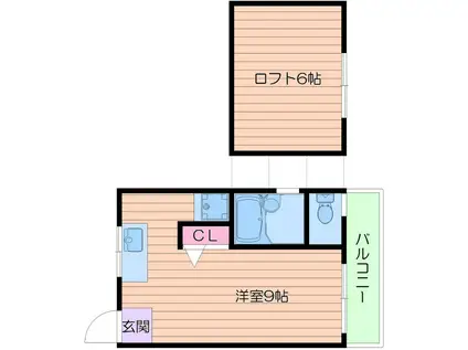 ライズ鶴ヶ丘(ワンルーム/1階)の間取り写真