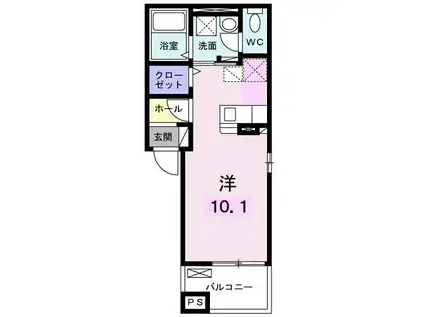 M グレインV(ワンルーム/2階)の間取り写真