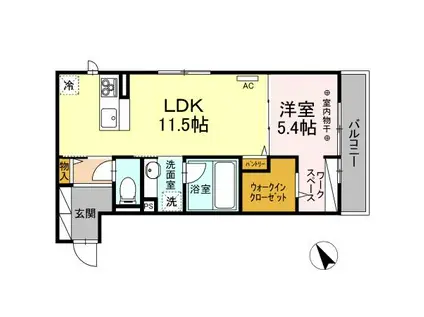 ソッリーゾ B(1LDK/1階)の間取り写真