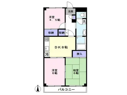 ダイカンプラザ(3DK/4階)の間取り写真