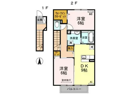 HIMIKOIII(2DK/2階)の間取り写真