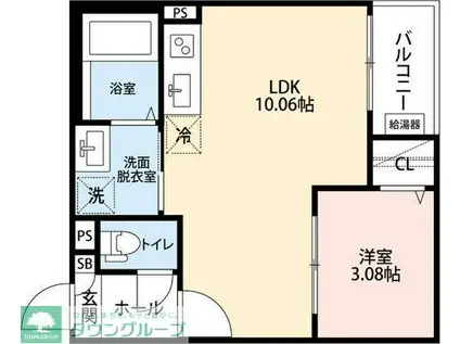 GRANDBLUE INAEII(1LDK/3階)の間取り写真