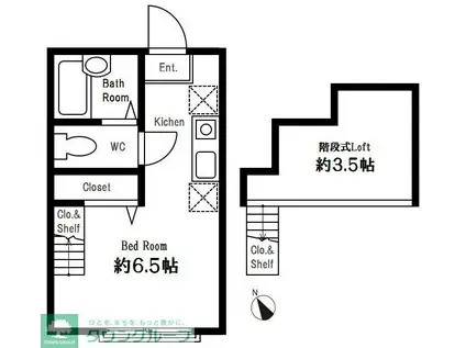 ハーミットクラブハウスマックスII(ワンルーム/2階)の間取り写真