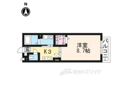 グラシア城南の森(1K/1階)の間取り写真