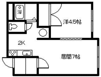 メゾンド フォレ(1DK/2階)の間取り写真