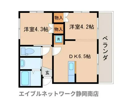 ビビ・コート(2DK/2階)の間取り写真