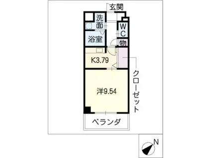 スタシオン上小田井(1K/2階)の間取り写真