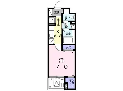 ジェントリーブレッサ(1K/4階)の間取り写真