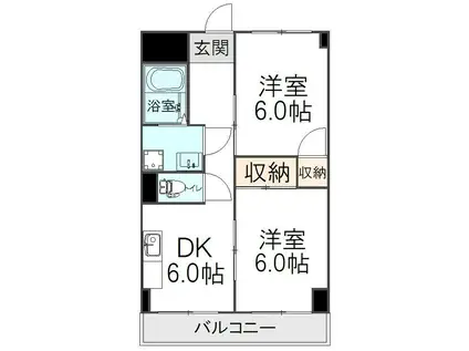 ニューサカエコーポ(2DK/2階)の間取り写真