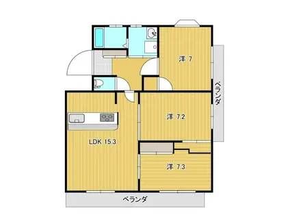 ラフォレット大歳(3LDK/1階)の間取り写真