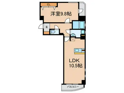 ラフィーヌ自由が丘(1LDK/5階)の間取り写真
