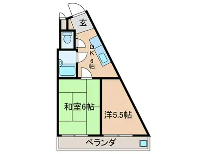 スカイコーポ久御山B(2DK/3階)の間取り写真