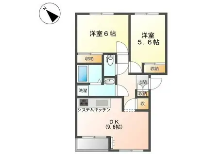 グリーンフォレスト大野II(2DK/2階)の間取り写真