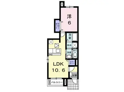 フィオーレ・ヴィラ(1LDK/1階)の間取り写真