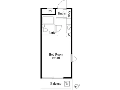 ハイシティ自由ヶ丘(ワンルーム/2階)の間取り写真