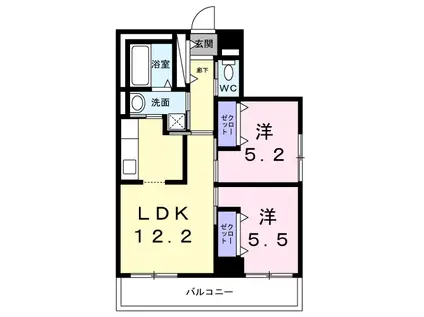 ラ・クローヌ(2LDK/3階)の間取り写真
