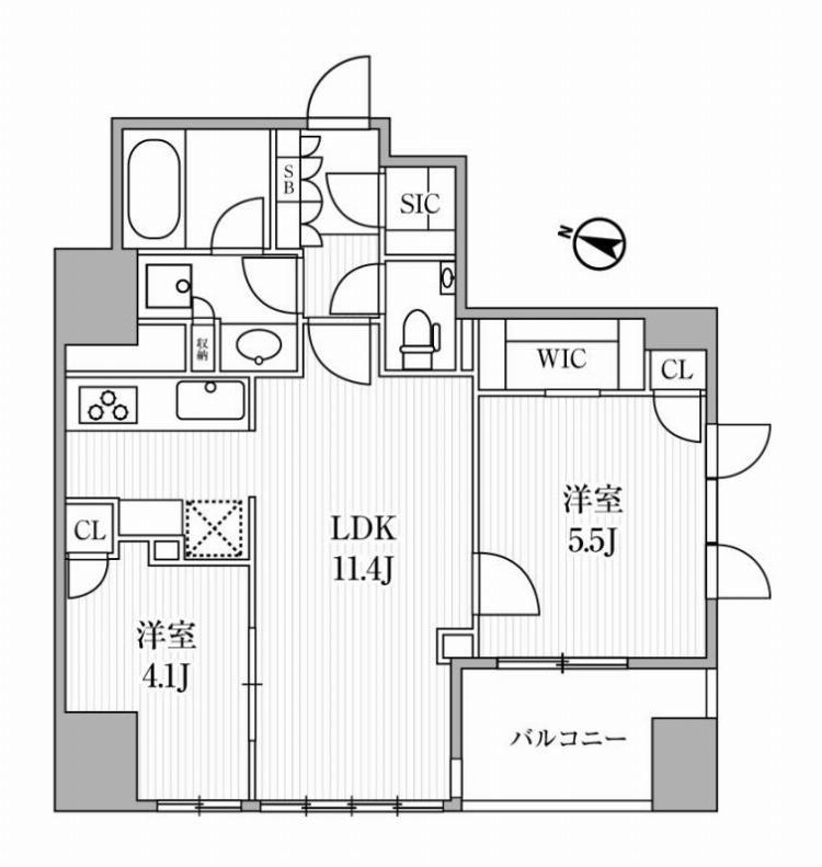 ディームス大手町ノース(2LDK/10階)の間取り写真
