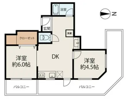 国光ビル(2DK/4階)の間取り写真