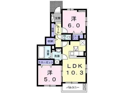 VILLA SHIN I(2LDK/1階)の間取り写真