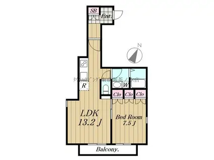 ベルデ白山(1LDK/1階)の間取り写真