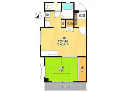 ハイツみずほ(1LDK/1階)の間取り写真