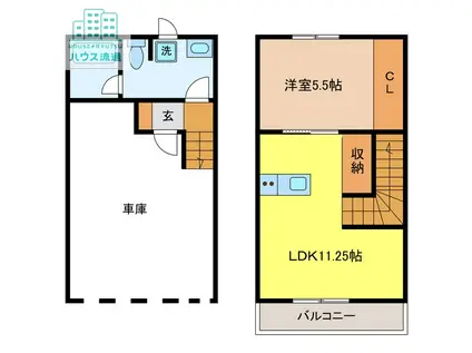 KAMIASO BASE(1LDK/1階)の間取り写真