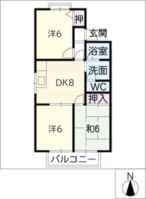 ドミール津島 A棟(3DK/1階)の間取り写真