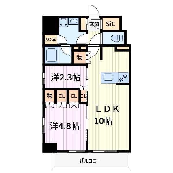 ザ・パークハビオ蕨(2LDK/10階)の間取り写真