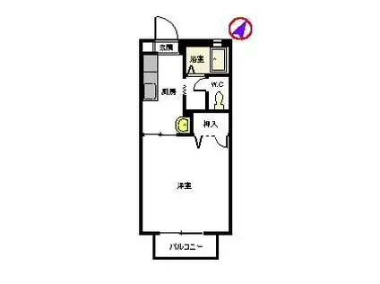 コンフォート(1K/2階)の間取り写真