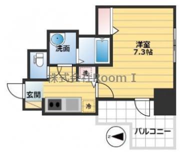 プランドール大手前レジデンス(1K/10階)の間取り写真