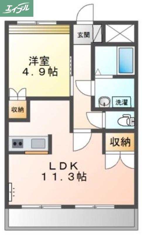 エルガーデン白石(1LDK/2階)の間取り写真