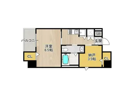 ディアコート宿屋町(1SK/5階)の間取り写真