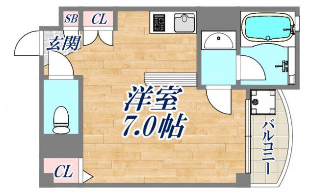 ディーシモンズ(ワンルーム/2階)の間取り写真
