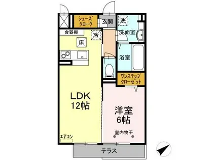 八千代の杜 ノースヒルM(1LDK/1階)の間取り写真