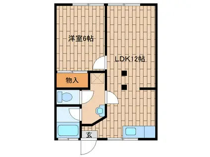 君ヶ谷コーポ(1LDK/1階)の間取り写真