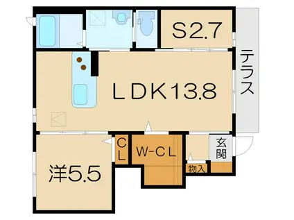 シャーメゾン ピアンタA棟(1SLDK/1階)の間取り写真