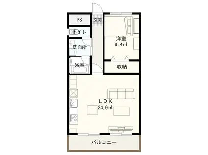 パークサイドレジデンス(1LDK/2階)の間取り写真